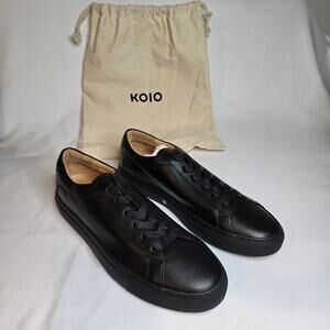 KOIO Capri Low-Top Sneakers Mens Black Leather Sz 45 Made in Italy Laced New